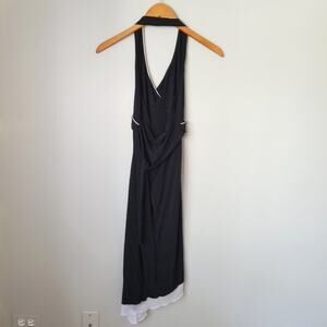 Vol. 1 Black and White Halter Neck Tie Dress